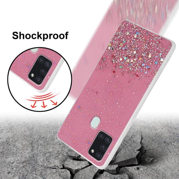 Deksel til Samsung Galaxy A21s med glitrende glitter