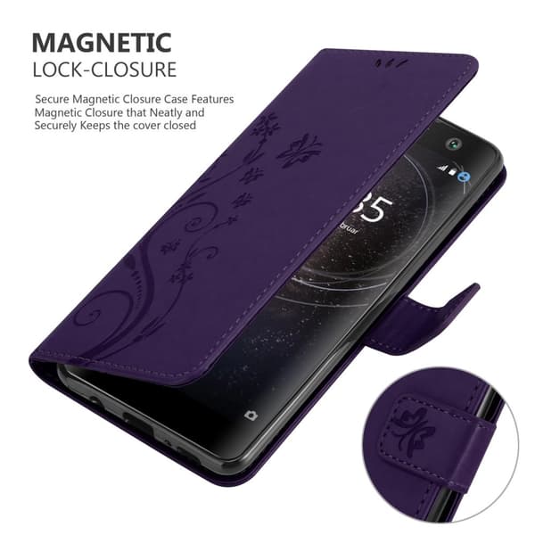 Sony Xperia XA2 Suojakotelo Suojakuori Lompakkokotelo Matkapuhelinkotelo Kukat jossa on magneettisuljenta, jalusta-toiminto ja korttipaikat