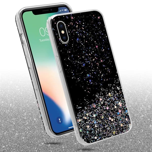 iPhone X / XS Skal Fodral Case Cover av flexibelt TPU-silikon med glittrande glitter
