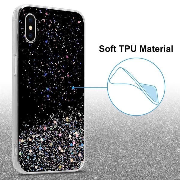 iPhone X / XS Skal Fodral Case Cover av flexibelt TPU-silikon med glittrande glitter