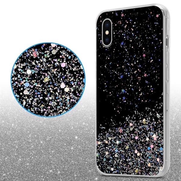 iPhone X / XS Skal Fodral Case Cover av flexibelt TPU-silikon med glittrande glitter