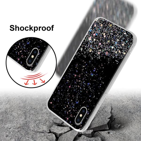 iPhone X / XS Skal Fodral Case Cover av flexibelt TPU-silikon med glittrande glitter