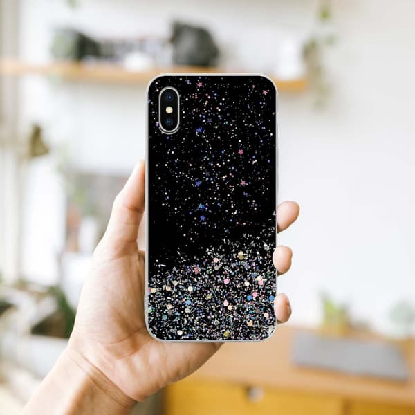iPhone X / XS Skal Fodral Case Cover av flexibelt TPU-silikon med glittrande glitter