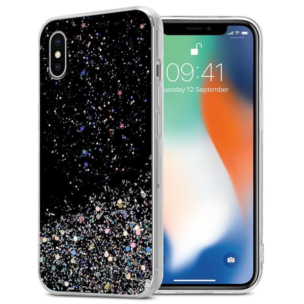 iPhone X / XS Skal Fodral Case Cover av flexibelt TPU-silikon med glittrande glitter