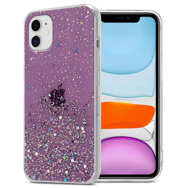 Deksel til iPhone 11 PRO med glitrende glitter Lilla med glitter
