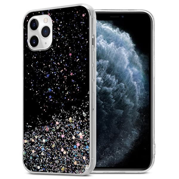 iPhone 11 Suojakuori Suojakotelo joustavasta TPU-silikonista jossa on kimaltelevaa glitteriä Musta glitterillä
