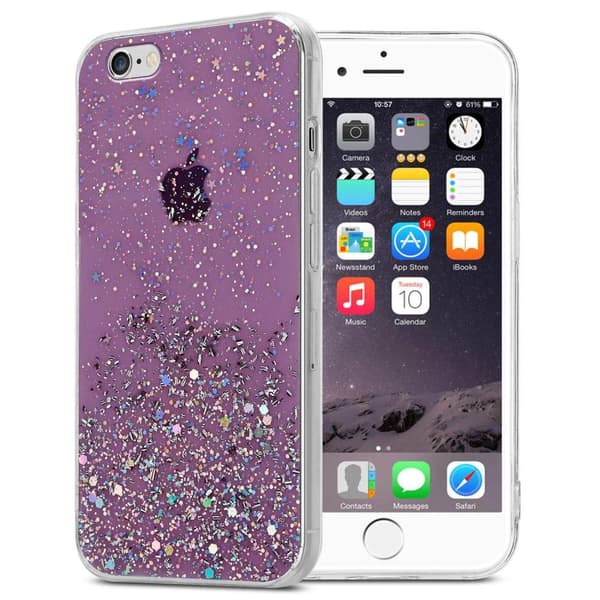 iPhone 6 / 6S Suojakuori Suojakotelo joustavasta TPU-silikonista jossa on kimaltelevaa glitteriä Violetti glitterillä iPhone 6 / 6S Suojakuori Suojakotelo joustavasta TPU-silikonista jossa on kimaltelevaa glitteriä Violetti glitterillä