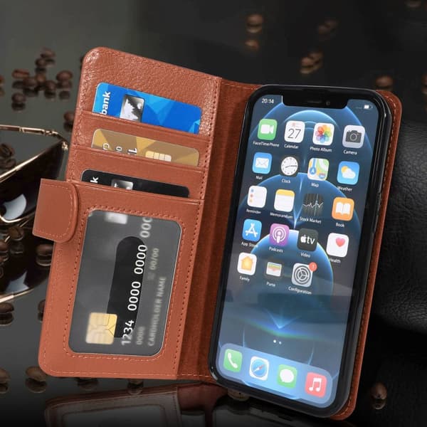 Lommebokdeksel til iPhone 13 MINI Deksel med magnetisk lukking og 3 kortplasser