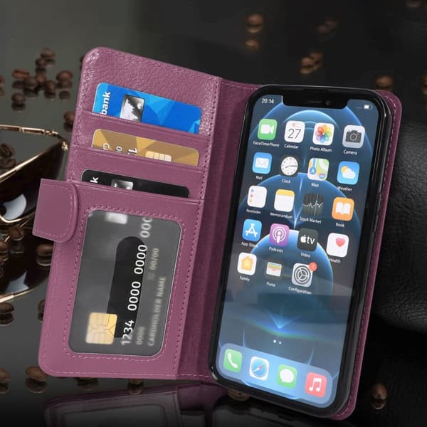 Lommebokdeksel til iPhone 13 MINI Deksel med magnetisk lukking og 3 kortplasser