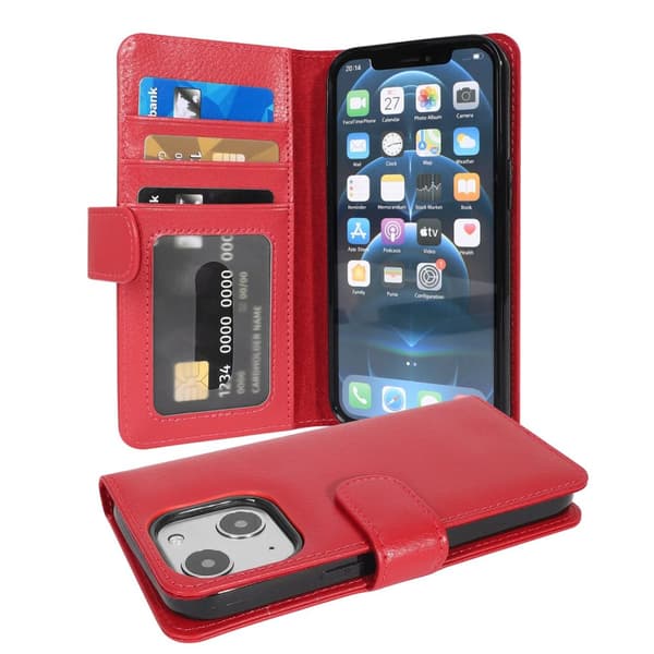 Lommebokdeksel til iPhone 13 MINI Deksel med magnetisk lukking og 3 kortplasser
