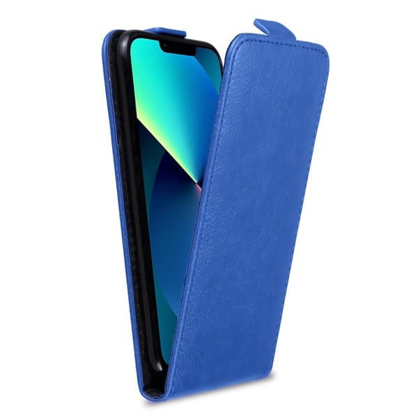 Deksel til iPhone 13 PRO MAX Flip Etui  laget av glatt kunstskinn BRILJANT BLÅ