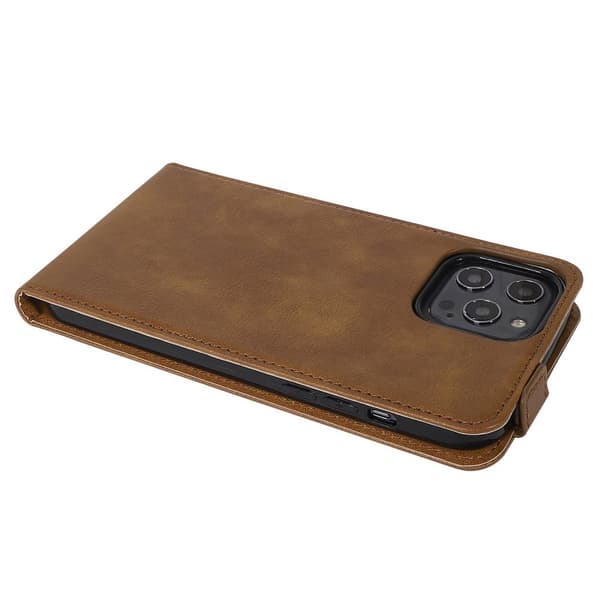 Deksel til iPhone 13 PRO MAX Flip Etui laget av glatt kunstskinn
