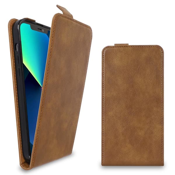 Deksel til iPhone 13 PRO MAX Flip Etui laget av glatt kunstskinn