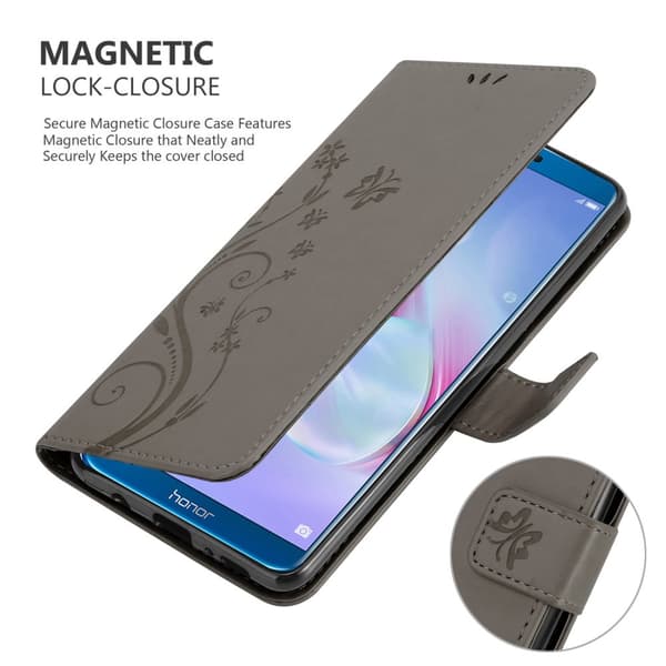Honor 9X LITE Skal Fodral i blomdesign Mobilskydd Case Cover med magnetisk stängning, ståfunktion och kortplatser
