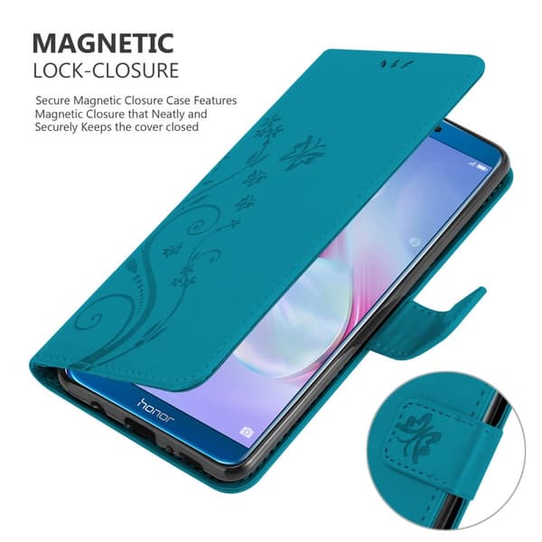 Honor 9X LITE Skal Fodral i blomdesign Mobilskydd Case Cover med magnetisk stängning, ståfunktion och kortplatser
