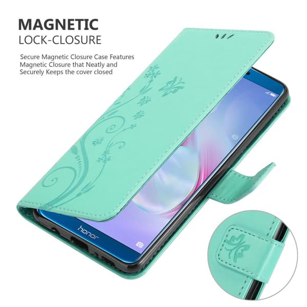 Honor 9X LITE Skal Fodral i blomdesign Mobilskydd Case Cover med magnetisk stängning, ståfunktion och kortplatser