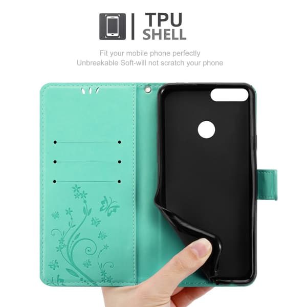 Honor 9X LITE Skal Fodral i blomdesign Mobilskydd Case Cover med magnetisk stängning, ståfunktion och kortplatser