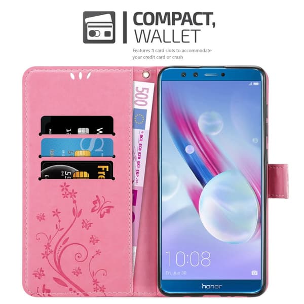 Honor 9X LITE Skal Fodral i blomdesign Mobilskydd Case Cover med magnetisk stängning, ståfunktion och kortplatser