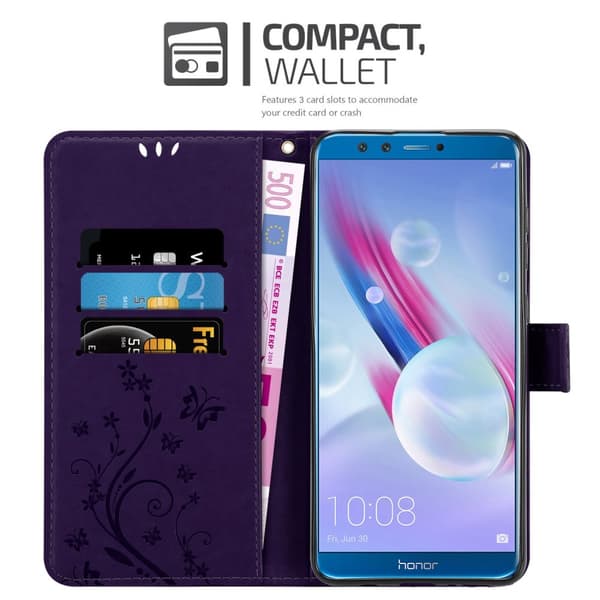 Honor 9X LITE Skal Fodral i blomdesign Mobilskydd Case Cover med magnetisk stängning, ståfunktion och kortplatser