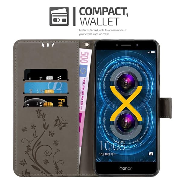 Huawei MATE 9 LITE / GR5 2017 / Honor 6X Suojakotelo Suojakuori Lompakkokotelo Matkapuhelinkotelo Kukat jossa on magneettisuljenta, jalusta-toiminto