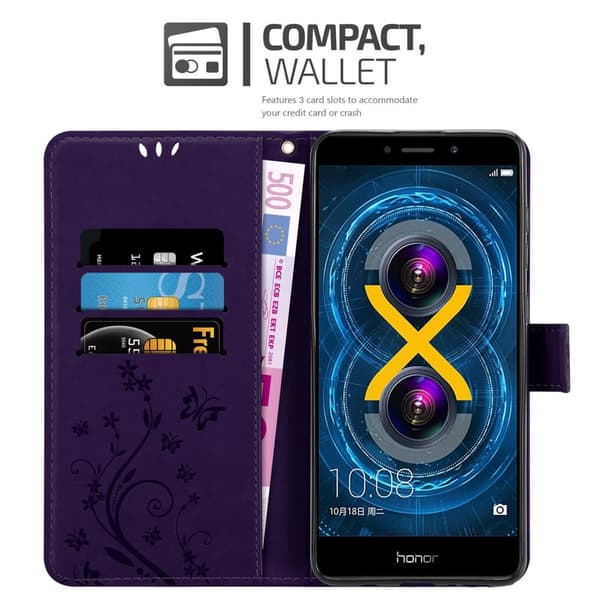 Huawei MATE 9 LITE / GR5 2017 / Honor 6X Suojakotelo Suojakuori Lompakkokotelo Matkapuhelinkotelo Kukat jossa on magneettisuljenta, jalusta-toiminto