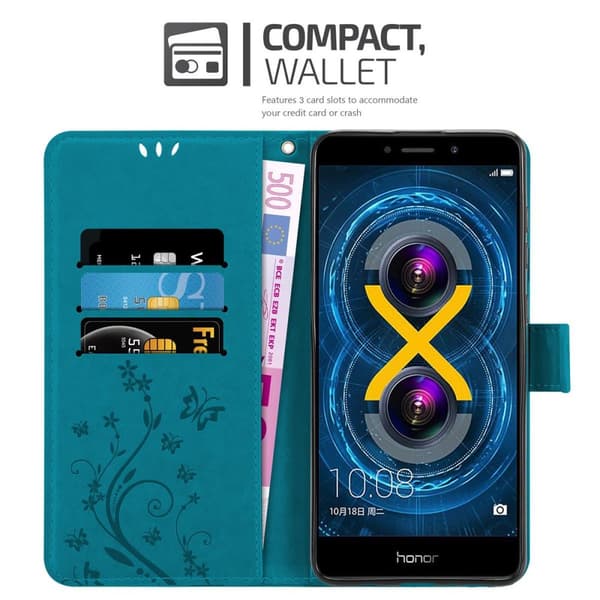 Huawei MATE 9 LITE / GR5 2017 / Honor 6X Suojakotelo Suojakuori Lompakkokotelo Matkapuhelinkotelo Kukat jossa on magneettisuljenta, jalusta-toiminto