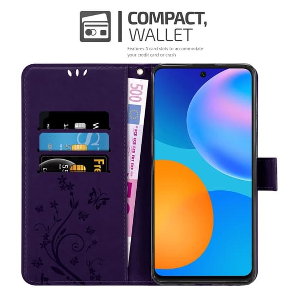 Huawei P SMART 2021 Suojakotelo Suojakuori Lompakkokotelo Matkapuhelinkotelo Kukat jossa on magneettisuljenta, jalusta-toiminto ja korttipaikat