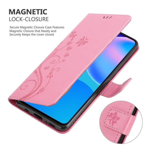 Huawei P SMART 2021 Suojakotelo Suojakuori Lompakkokotelo Matkapuhelinkotelo Kukat jossa on magneettisuljenta, jalusta-toiminto ja korttipaikat