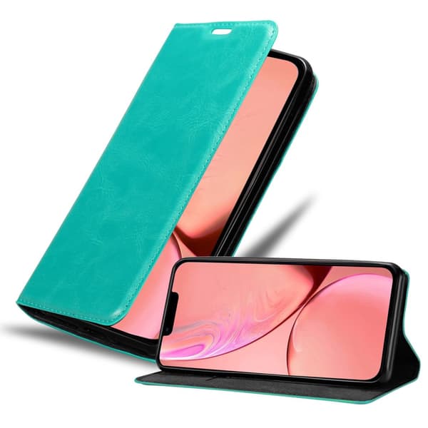 iPhone 13 MINI Fodral Skal Plånboksfodral Case med magnetisk stängning, ståfunktion och kortficka BENSIN TURKOS