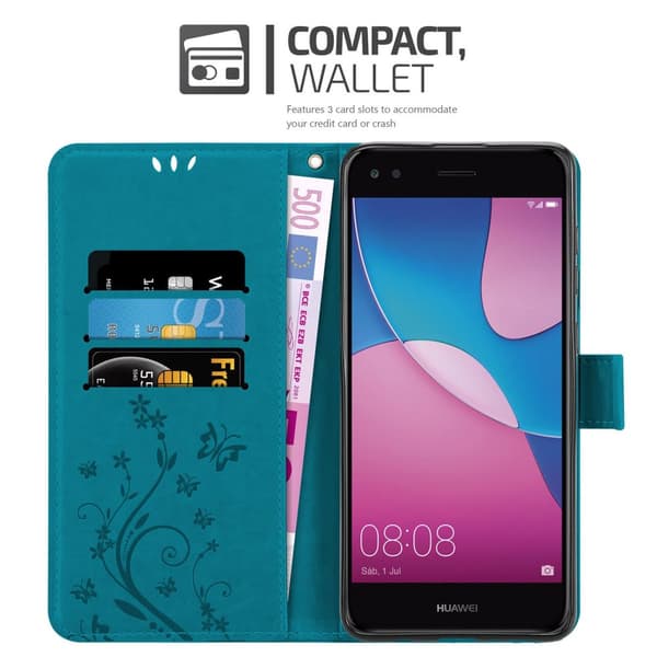 Huawei Y6 PRO 2017 Suojakotelo Suojakuori Lompakkokotelo Matkapuhelinkotelo Kukat jossa on magneettisuljenta, jalusta-toiminto ja korttipaikat