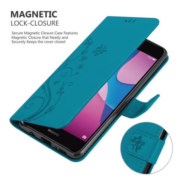 Huawei Y6 PRO 2017 Suojakotelo Suojakuori Lompakkokotelo Matkapuhelinkotelo Kukat jossa on magneettisuljenta, jalusta-toiminto ja korttipaikat