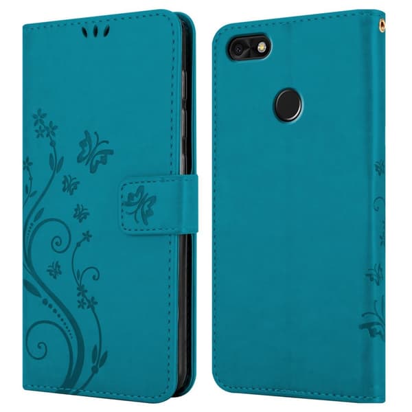 Huawei Y6 PRO 2017 Suojakotelo Suojakuori Lompakkokotelo Matkapuhelinkotelo Kukat jossa on magneettisuljenta, jalusta-toiminto ja korttipaikat