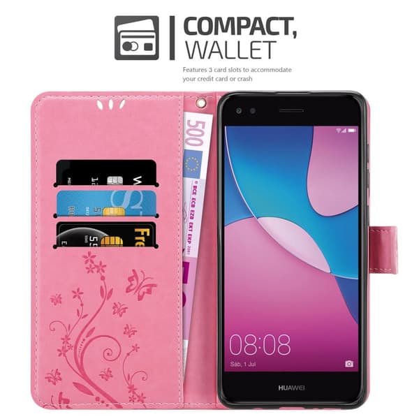 Huawei Y6 PRO 2017 Suojakotelo Suojakuori Lompakkokotelo Matkapuhelinkotelo Kukat jossa on magneettisuljenta, jalusta-toiminto ja korttipaikat
