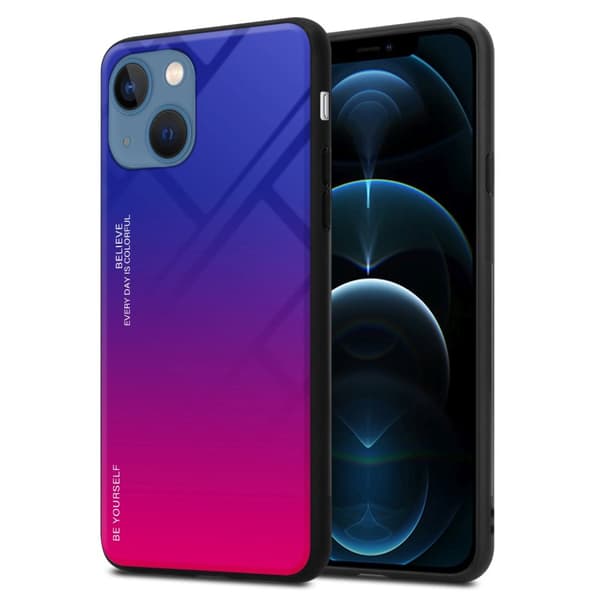 iPhone 13 MINI Skal Fodral i två färger av TPU-silikon och baksida av härdat glas Case Cover Mobilskydd