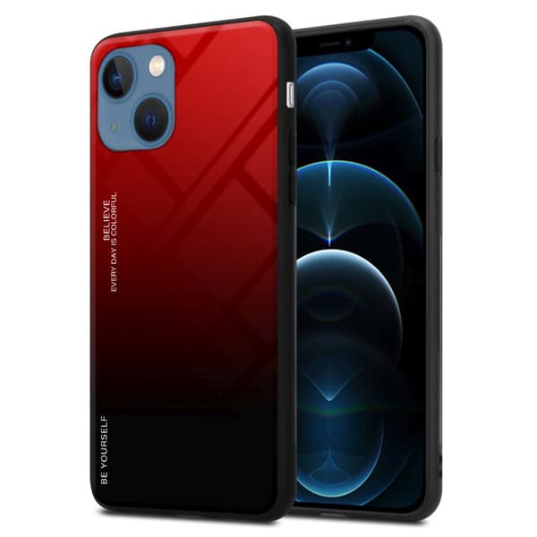 Deksel til iPhone 13 MINI Silikondeksel av TPU-silikon og bakside av herdet glass