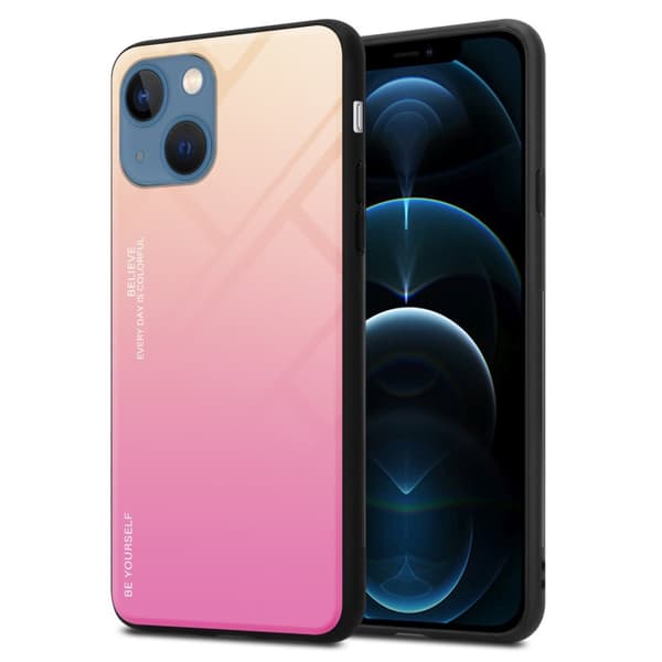 Deksel til iPhone 13 MINI Silikondeksel av TPU-silikon og bakside av herdet glass