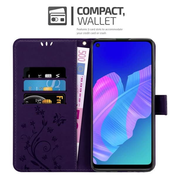 Huawei P40 LITE E Pungetui Cover Blomster ()