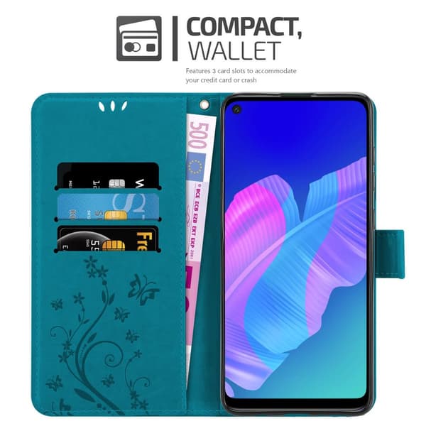 Huawei P40 LITE E Pungetui Cover Blomster ()