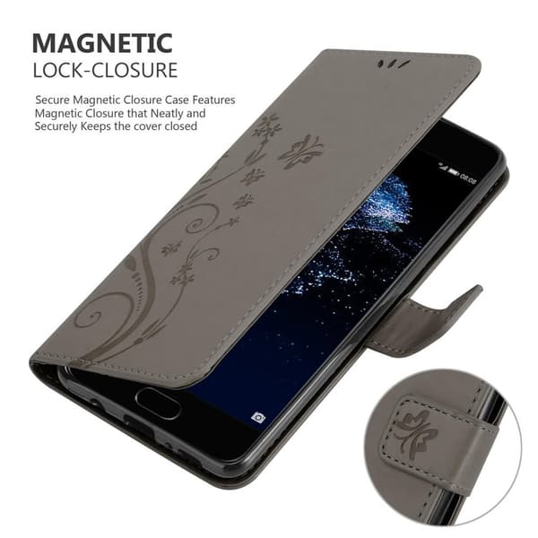 Huawei P10 PLUS Skal Fodral i blomdesign Mobilskydd Case Cover med magnetisk stängning, ståfunktion och kortplatser