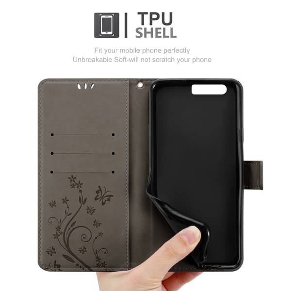 Huawei P10 PLUS Skal Fodral i blomdesign Mobilskydd Case Cover med magnetisk stängning, ståfunktion och kortplatser