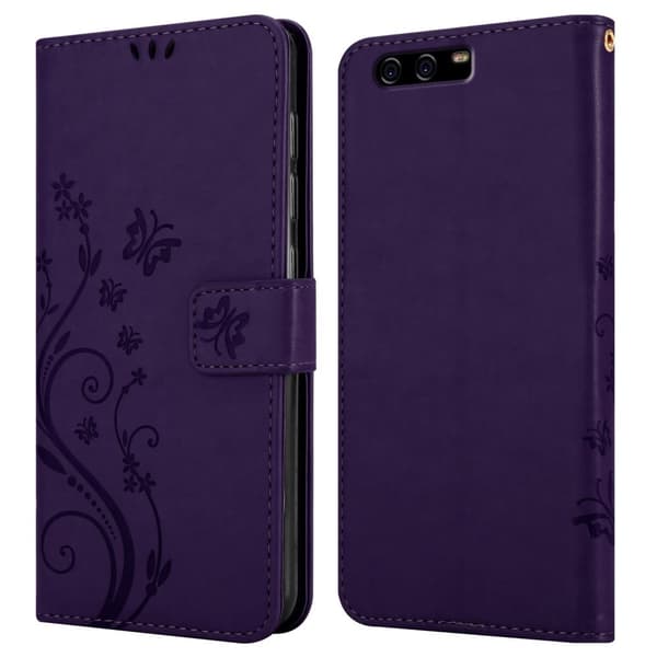 Huawei P10 PLUS Skal Fodral i blomdesign Mobilskydd Case Cover med magnetisk stängning, ståfunktion och kortplatser