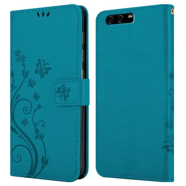 Huawei P10 PLUS Skal Fodral i blomdesign Mobilskydd Case Cover med magnetisk stängning, ståfunktion och kortplatser