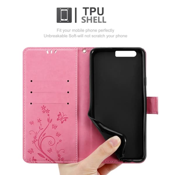 Huawei P10 PLUS Skal Fodral i blomdesign Mobilskydd Case Cover med magnetisk stängning, ståfunktion och kortplatser