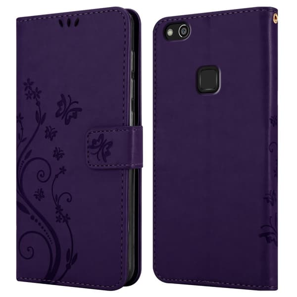 Huawei P10 LITE Skal Fodral i blomdesign Mobilskydd Case Cover med magnetisk stängning, ståfunktion och kortplatser