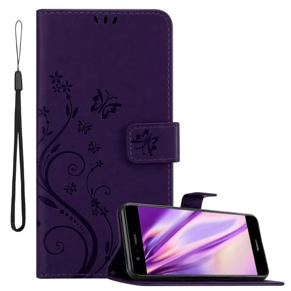Huawei P10 LITE Skal Fodral i blomdesign Mobilskydd Case Cover med magnetisk stängning, ståfunktion och kortplatser