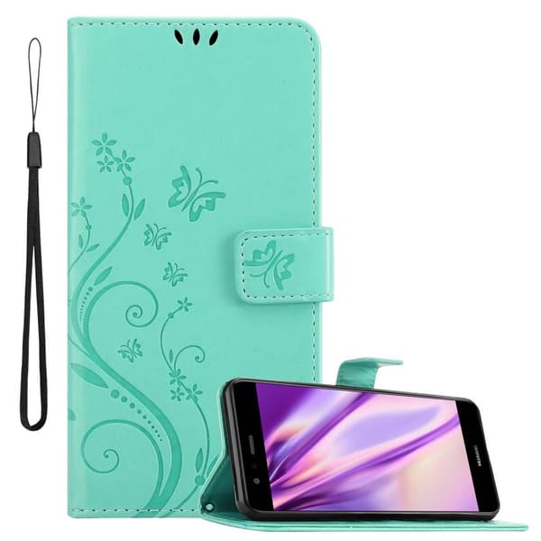 Huawei P10 LITE Skal Fodral i blomdesign Mobilskydd Case Cover med magnetisk stängning, ståfunktion och kortplatser