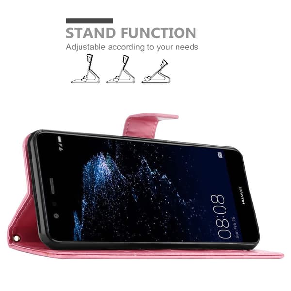 Huawei P10 LITE Skal Fodral i blomdesign Mobilskydd Case Cover med magnetisk stängning, ståfunktion och kortplatser