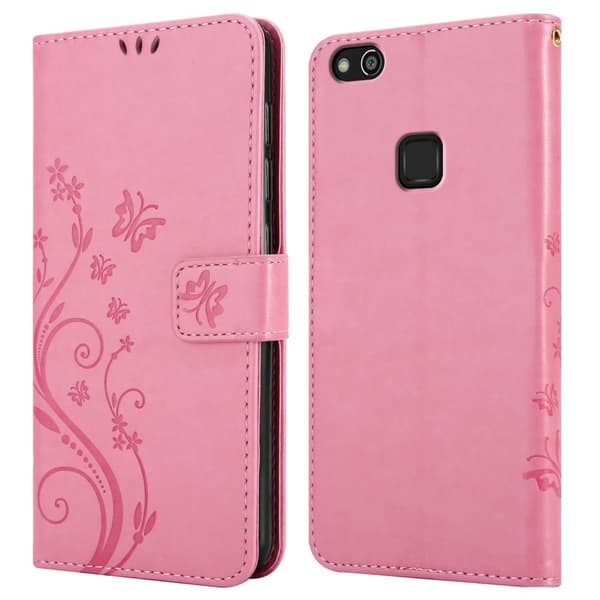 Huawei P10 LITE Skal Fodral i blomdesign Mobilskydd Case Cover med magnetisk stängning, ståfunktion och kortplatser