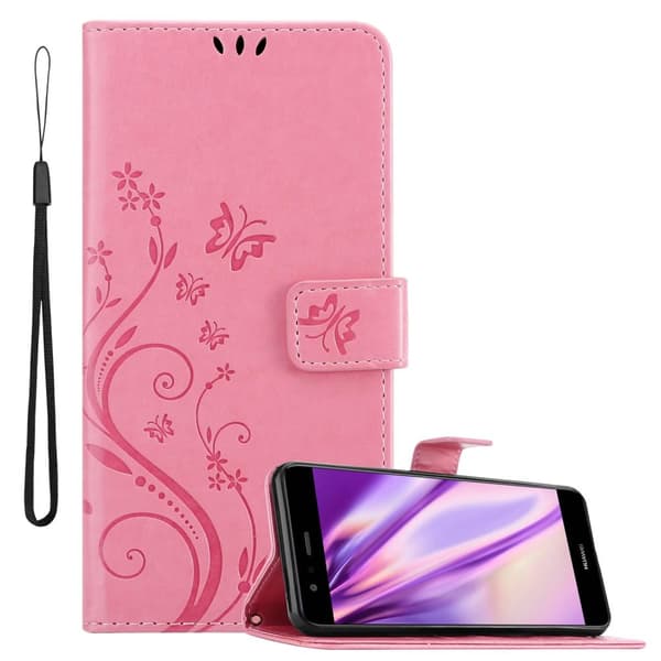 Huawei P10 LITE Skal Fodral i blomdesign Mobilskydd Case Cover med magnetisk stängning, ståfunktion och kortplatser