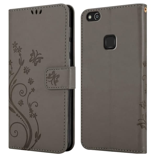 Huawei P10 LITE Skal Fodral i blomdesign Mobilskydd Case Cover med magnetisk stängning, ståfunktion och kortplatser